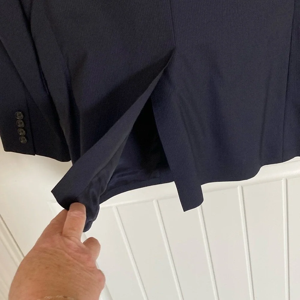 J.‎ Crew Men's Alridge Wool Blazer Jacket Navy Pinstripe Size 38R 3 Button